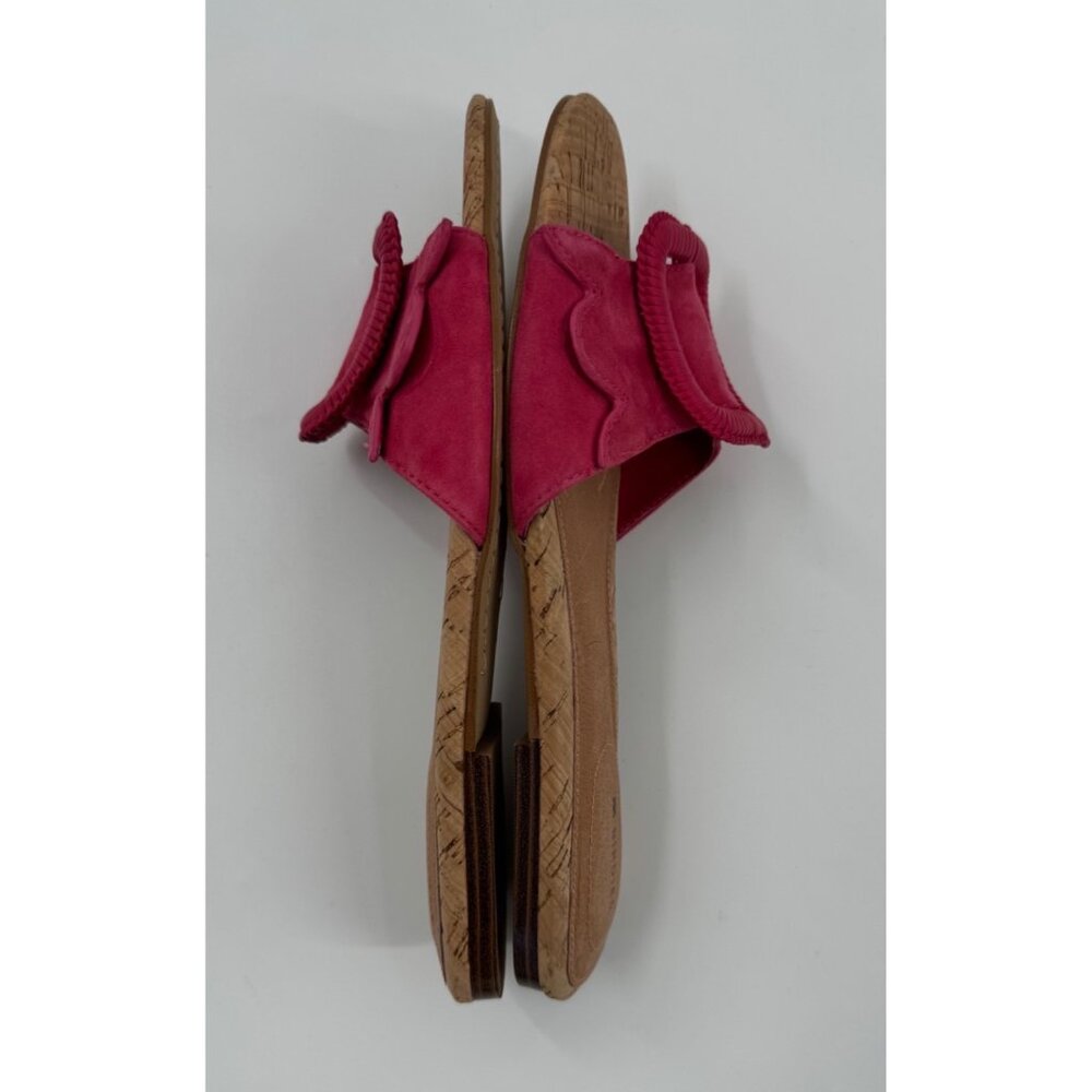 Birdies The Kiwi Ultra Pink Suede & Cork Slide Sandals With Large Buckle Size 8. - Picture 7 of 7